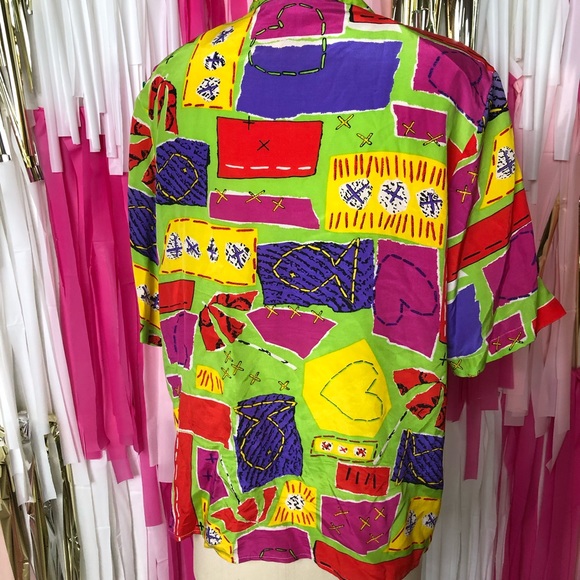 Vintage 80s 90s 100% Silk Button up SOLD - Picture 3 of 3